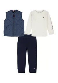 Boys 4-7 3-Piece Blue Vest, Shirt and Pants Set