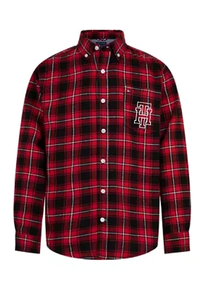 Boys 8-20 Long Sleeve Red Plaid Shirt