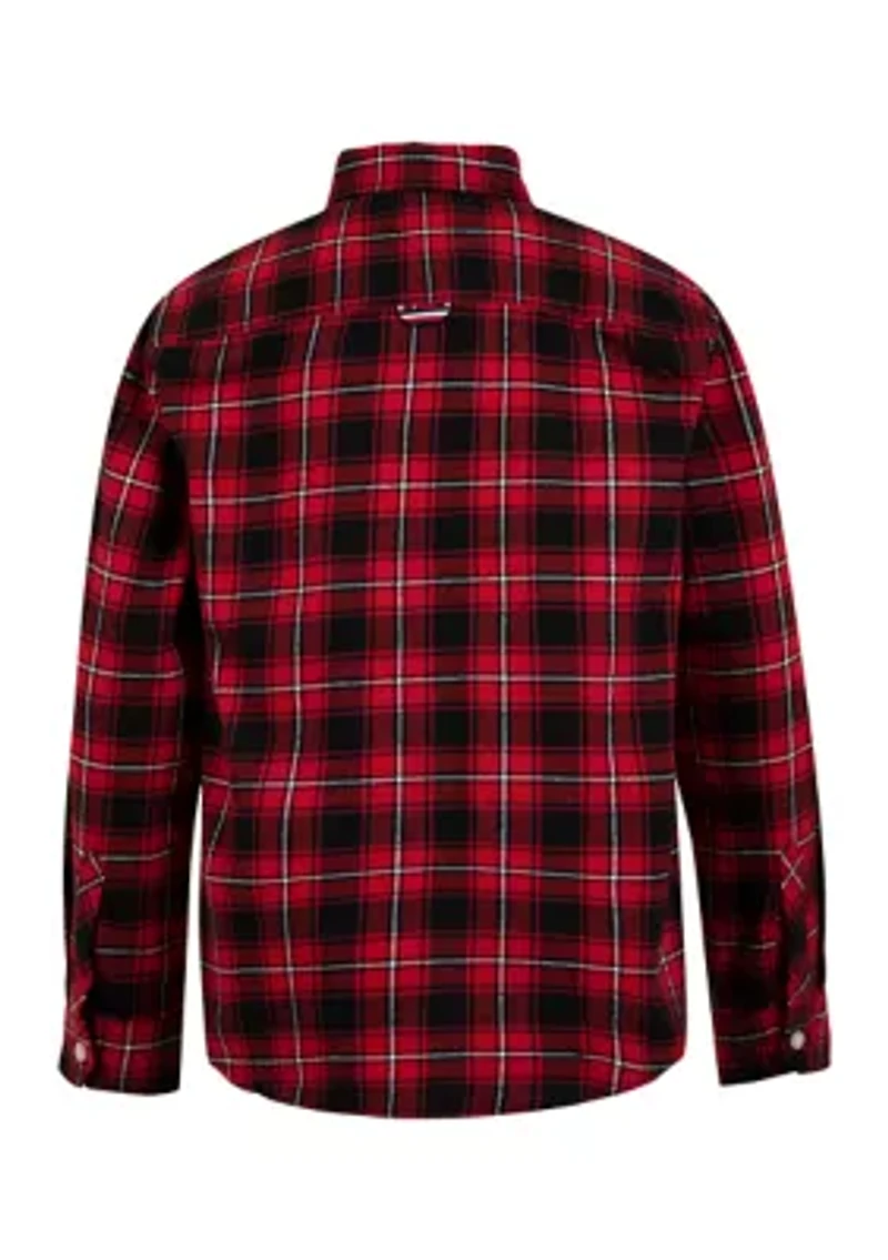 Boys 8-20 Long Sleeve Red Plaid Shirt