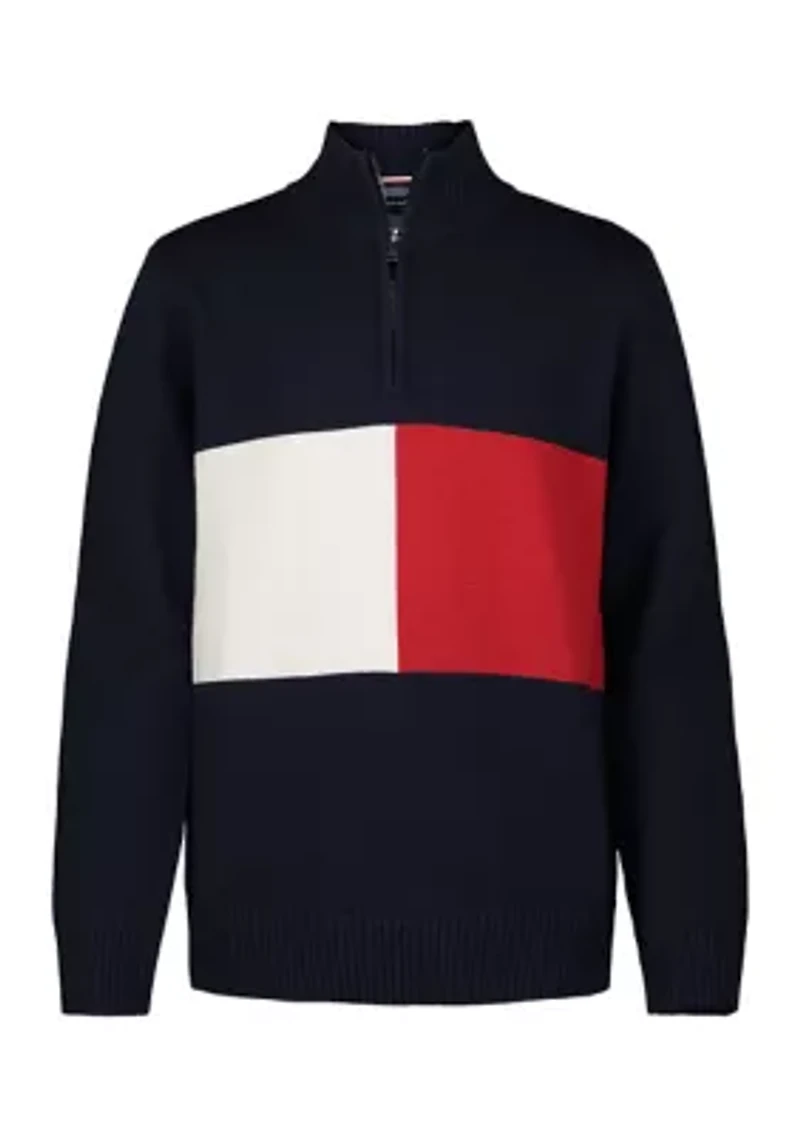 Boys 8-20 Exploded Flag 1/4 Zip Sweater
