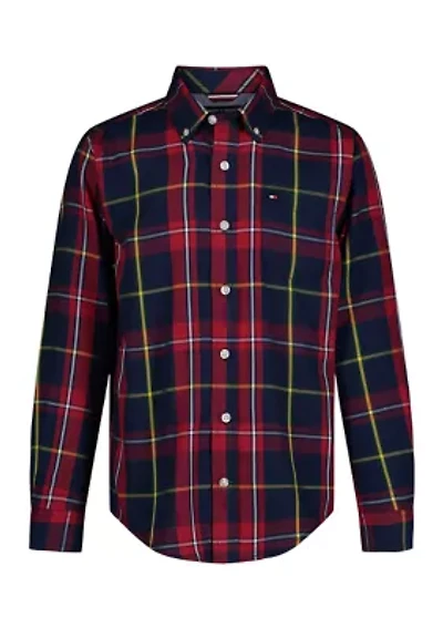Boys 4-7 Yarn Dyed Plaid Printed Shirt