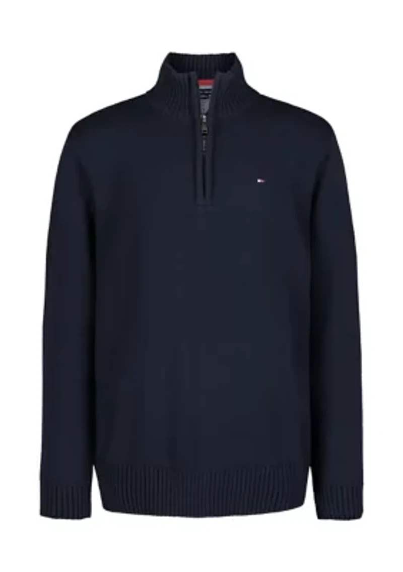 Boys 4-7 Solid 1/4 Zip Sweater Knit Pullover