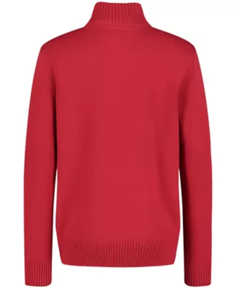 Boys 8-20 1/4 Zip Solid Sweater Knit Pullover