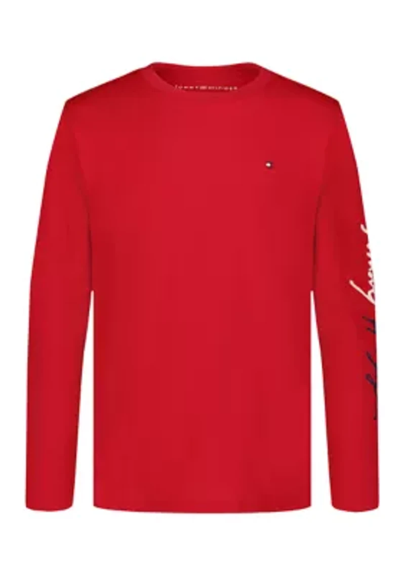 Boys 8-20 Long Script Sleeve T-Shirt