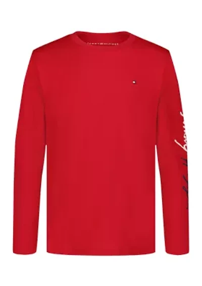 Boys 8-20 Long Script Sleeve T-Shirt