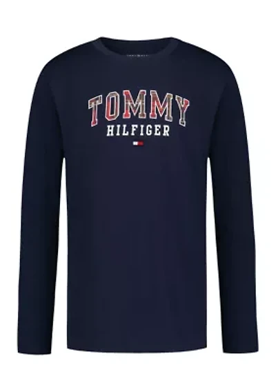 Boys 8-20 Long Sleeve Plaid Tommy Tee