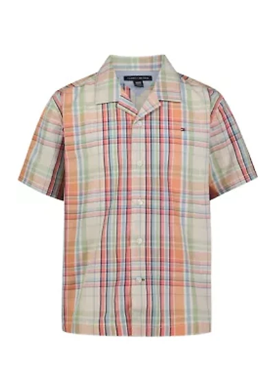 Boys 4-7 Short Sleeve Yarn Dyed Camp Shirt
