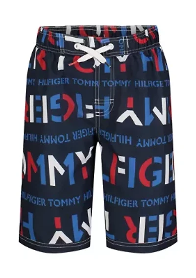 Boys 8-20 7" Stencil Print Swim Trunks