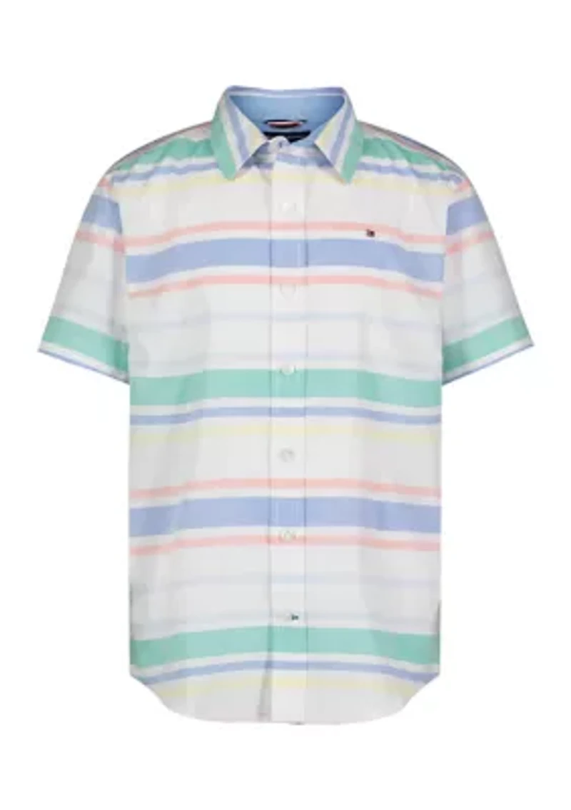 Boys 8-20 Short Sleeve Striped Button Down Shirt
