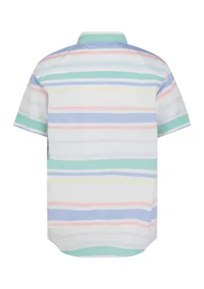 Boys 8-20 Short Sleeve Striped Button Down Shirt