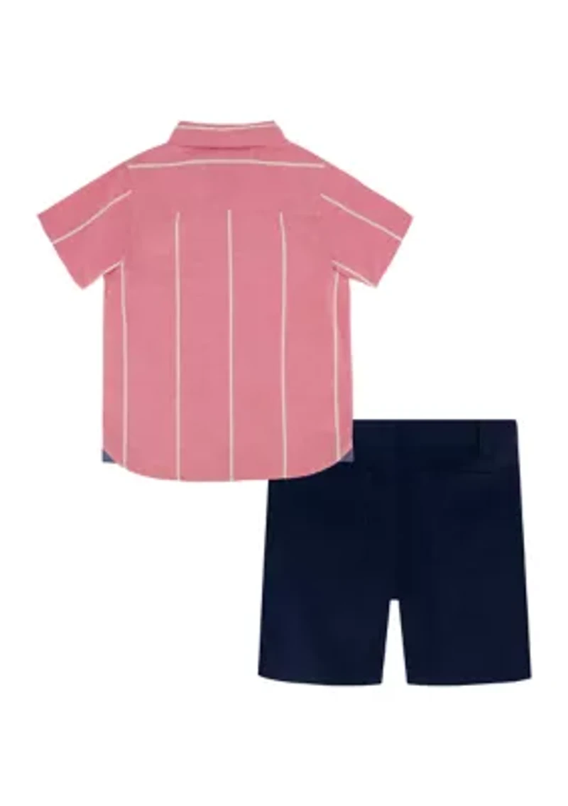 Boys 4-7 Stripe Woven Shirt and Shorts Set