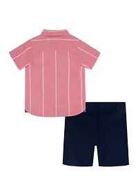 Boys 4-7 Stripe Woven Shirt and Shorts Set