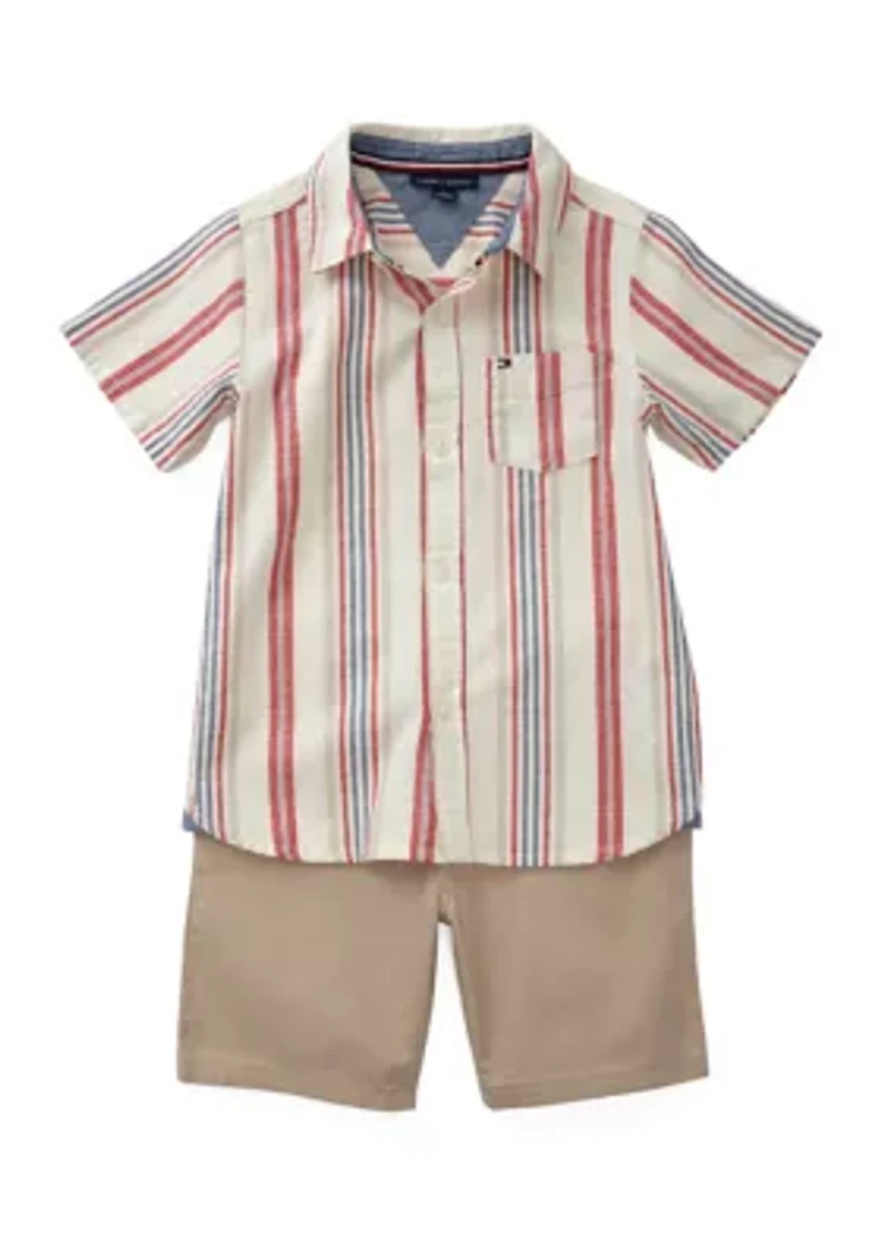 Boys 4-7 Multi Stripe Woven 2 Piece Set