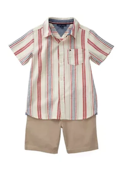 Boys 4-7 Multi Stripe Woven 2 Piece Set
