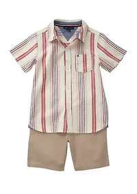 Boys 4-7 Multi Stripe Woven 2 Piece Set