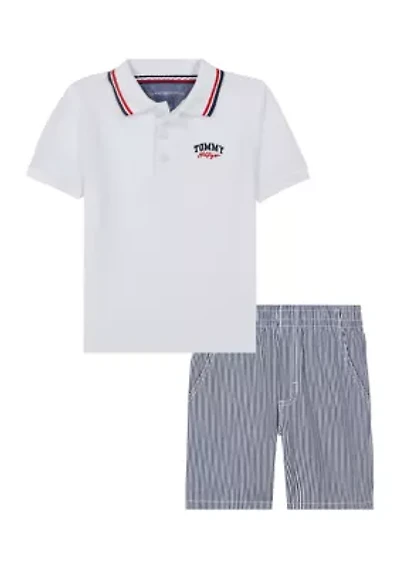 Boys 4-7 Polo Shirt and Stripe Shorts Set