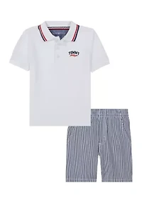 Boys 4-7 Polo Shirt and Stripe Shorts Set