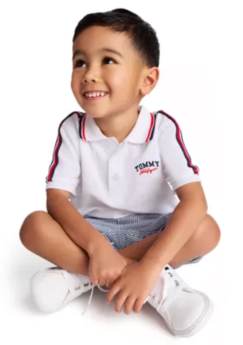 Boys 4-7 Polo Shirt and Stripe Shorts Set