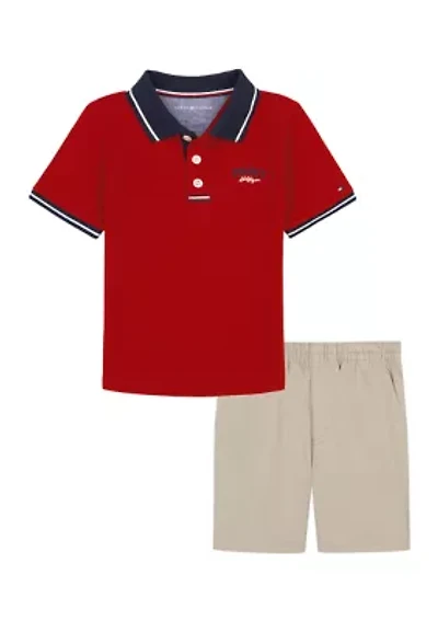 Boys 4-7 Solid Tipped Polo Set