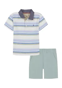Boys 4-7 Stripe Polo Shirt and Shorts Set