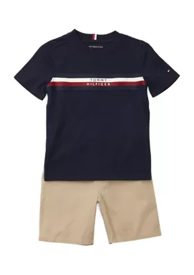 Boys 4-7 Stripe Chest T-Shirt and Shorts Set