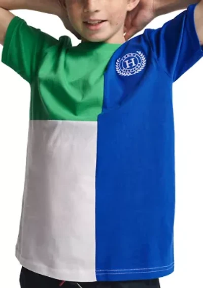 Boys 8-20 Tri Block Short Sleeve Shirt