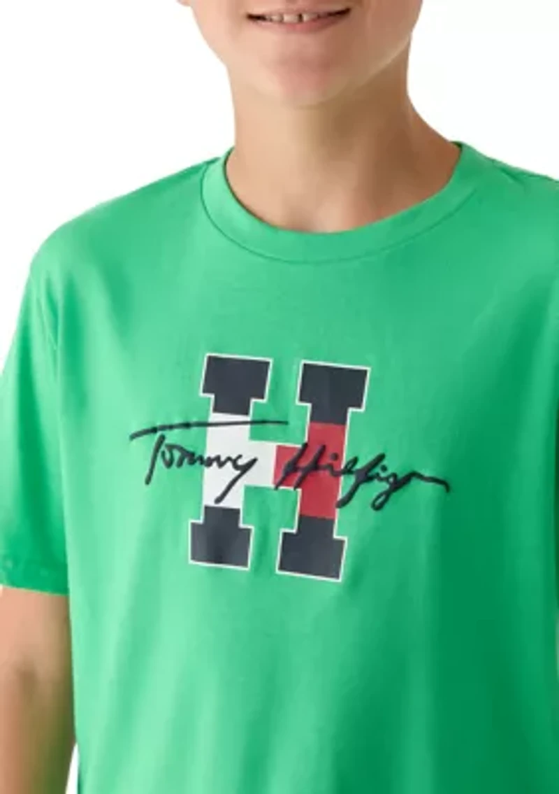 Boys 8-20 Script Short Sleeve Shirt