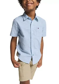 Boys 8-20 Texture Woven Button Down Shirt