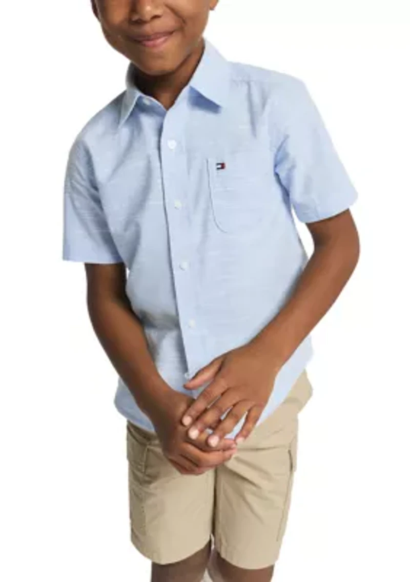 Boys 8-20 Texture Woven Button Down Shirt