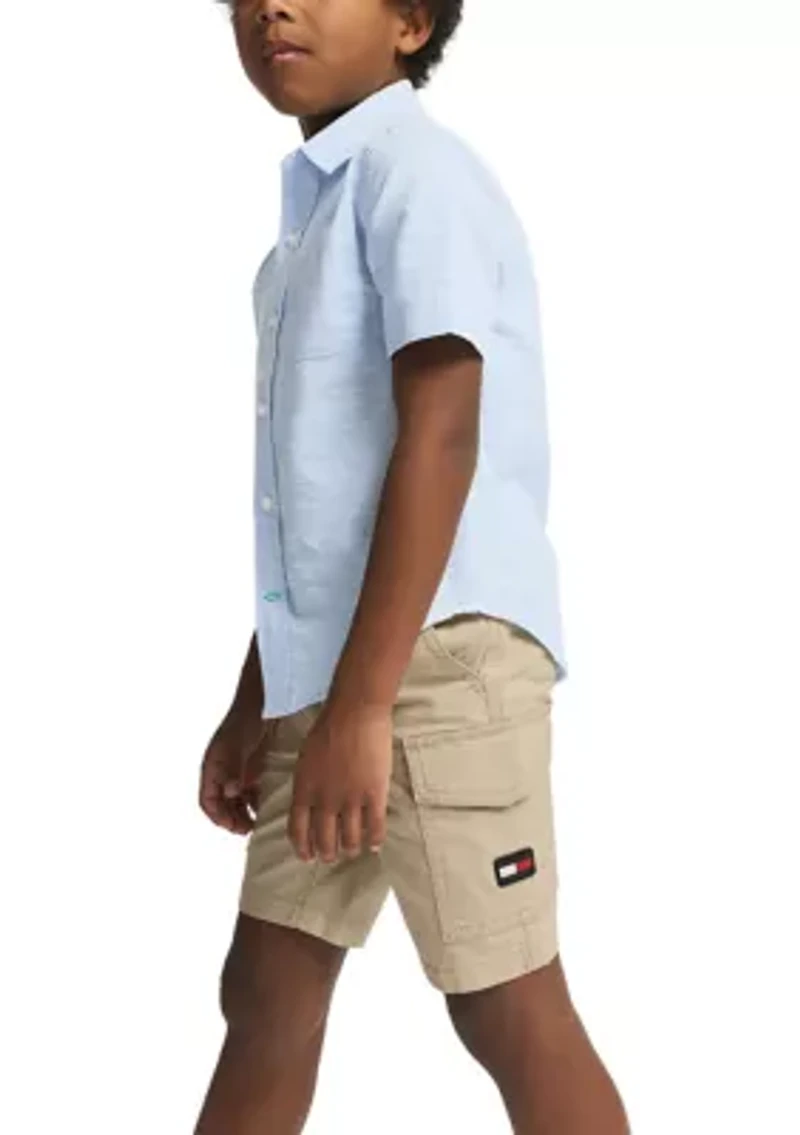 Boys 8-20 Texture Woven Button Down Shirt