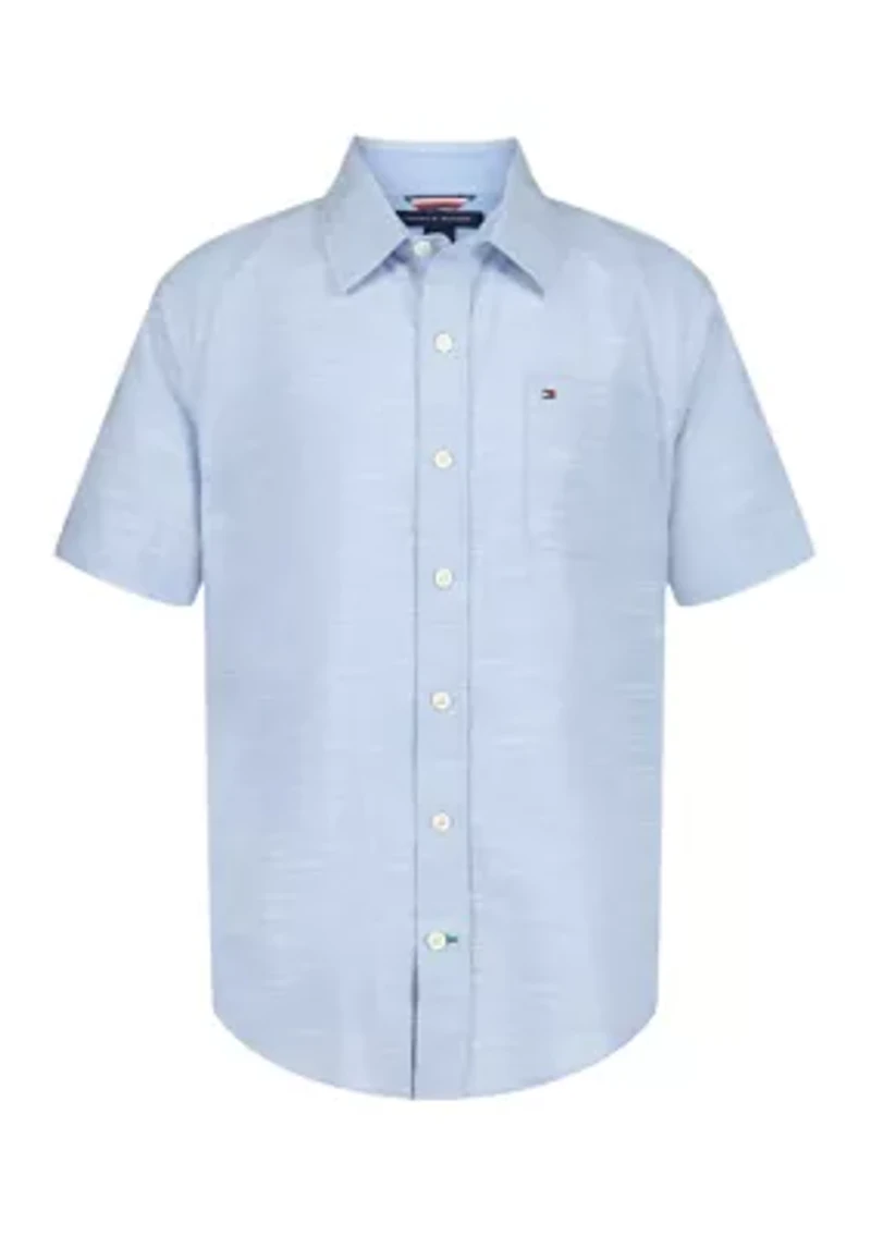 Boys 8-20 Texture Woven Button Down Shirt
