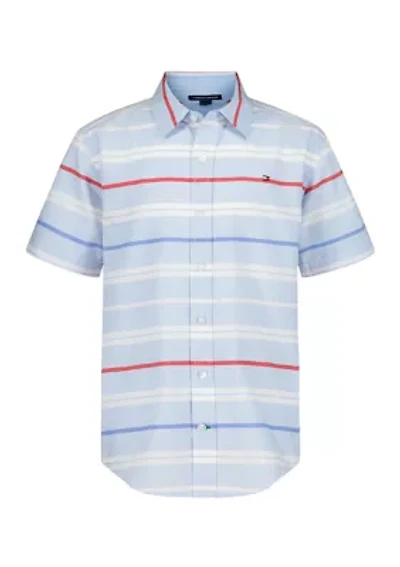 Boys 8-20 Americana Striped Woven Short Sleeve Shirt