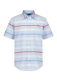 Boys 8-20 Americana Striped Woven Short Sleeve Shirt