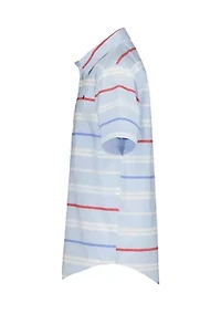 Boys 8-20 Americana Striped Woven Short Sleeve Shirt