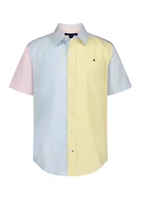 Boys 8-20 Soft Block Button Down Shirt