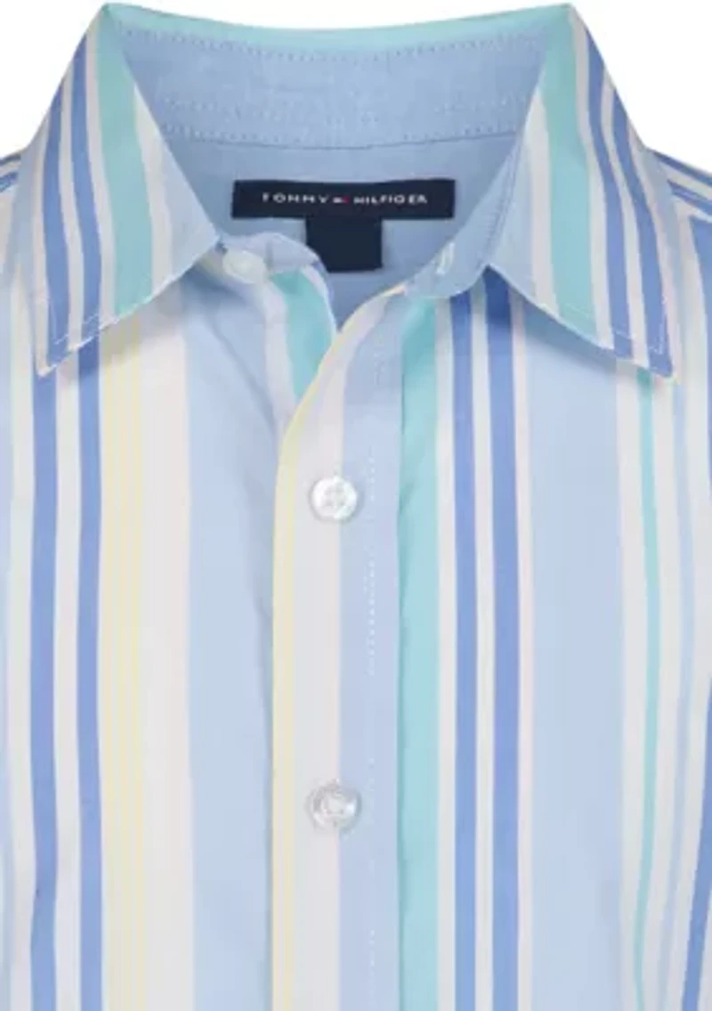 Boys 8-20 Multi-Variegated Striped Woven Shirt