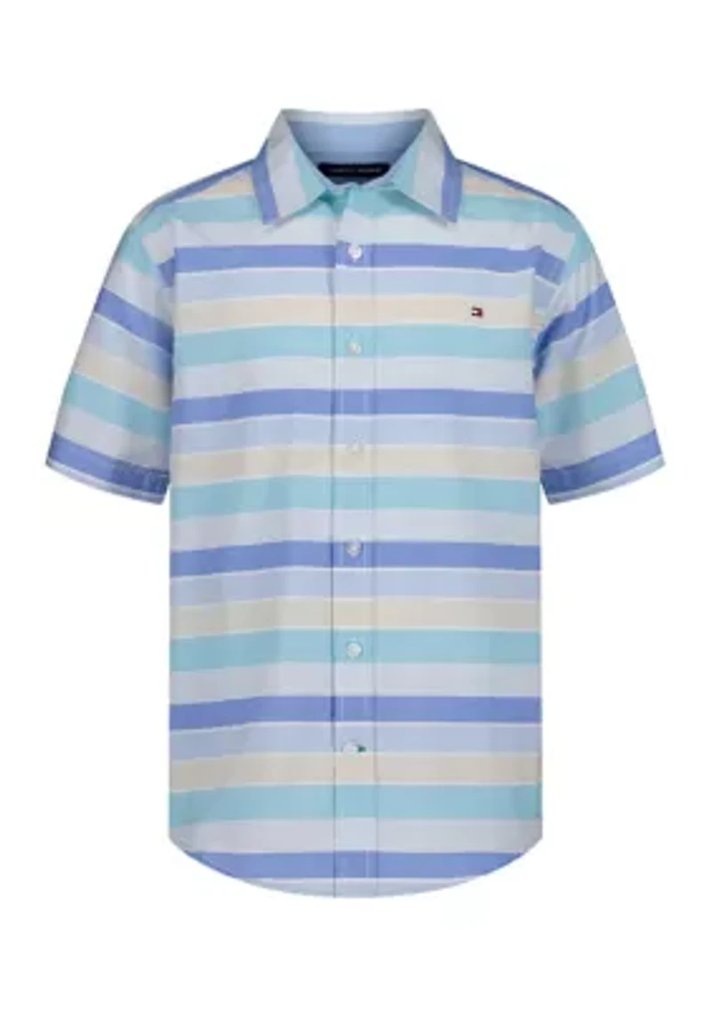 Boys 8-20 Bold Railroad Stripe Button Down Shirt