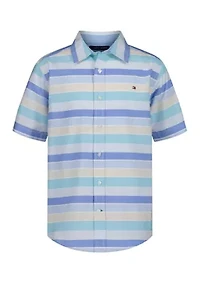 Boys 8-20 Bold Railroad Stripe Button Down Shirt