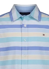 Boys 8-20 Bold Railroad Stripe Button Down Shirt