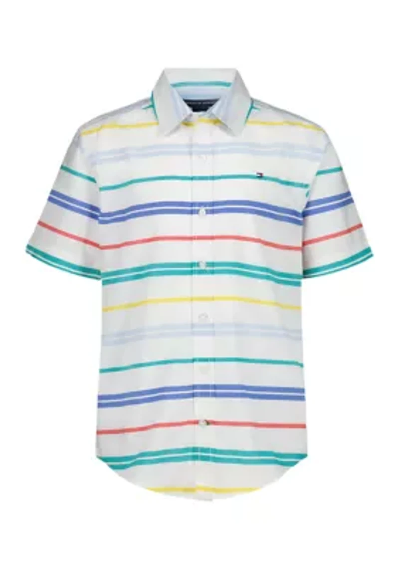 Boys 8-20 Multi Bar Striped Short Sleeve Woven Shirt