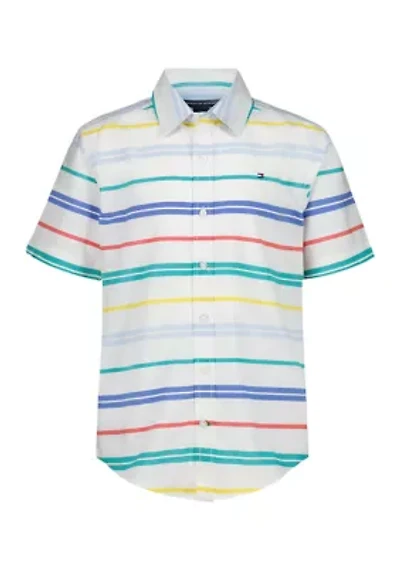 Boys 8-20 Multi Bar Striped Short Sleeve Woven Shirt