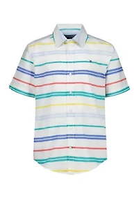 Boys 8-20 Multi Bar Striped Short Sleeve Woven Shirt