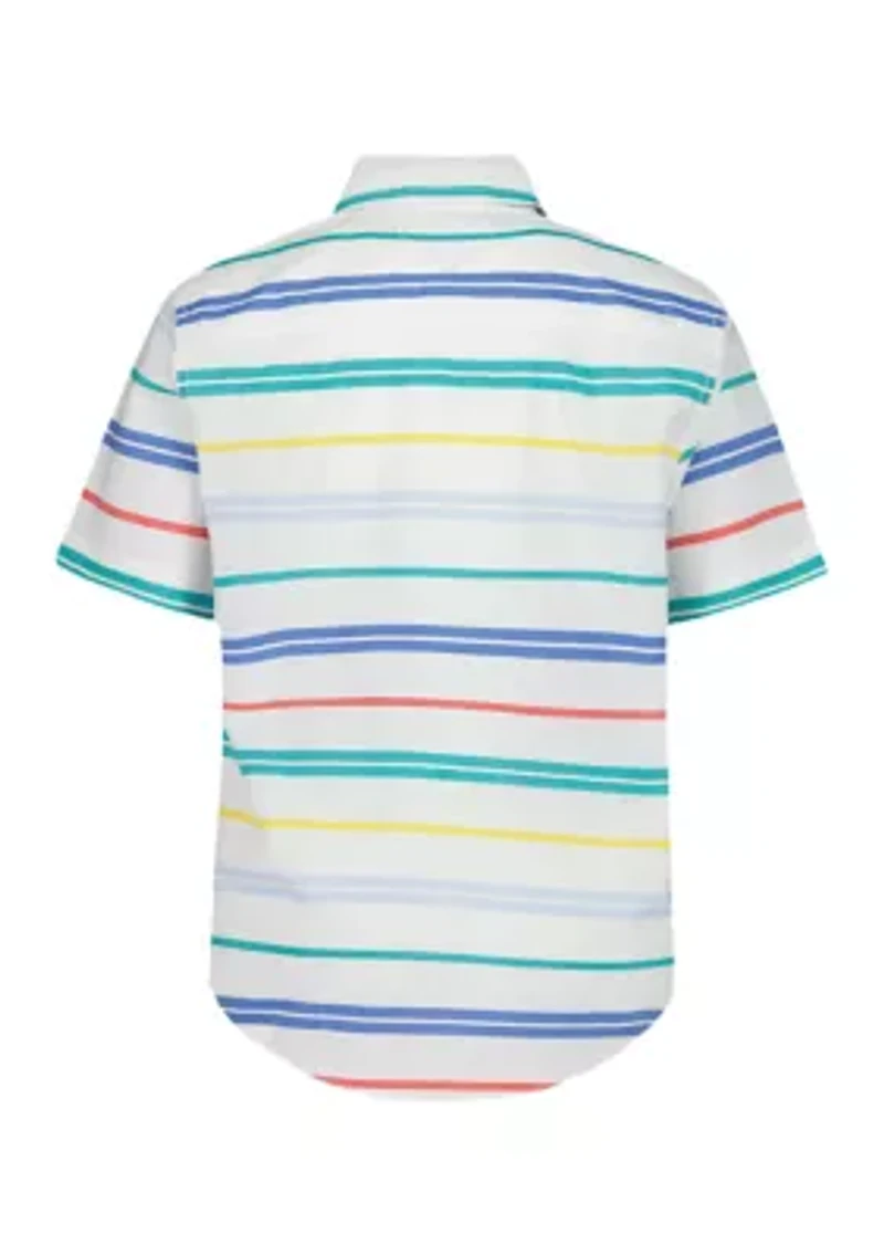 Boys 8-20 Multi Bar Striped Short Sleeve Woven Shirt
