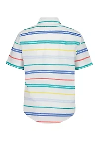Boys 8-20 Multi Bar Striped Short Sleeve Woven Shirt