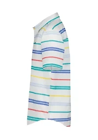 Boys 8-20 Multi Bar Striped Short Sleeve Woven Shirt