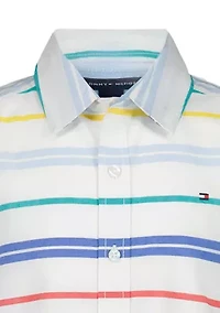 Boys 8-20 Multi Bar Striped Short Sleeve Woven Shirt