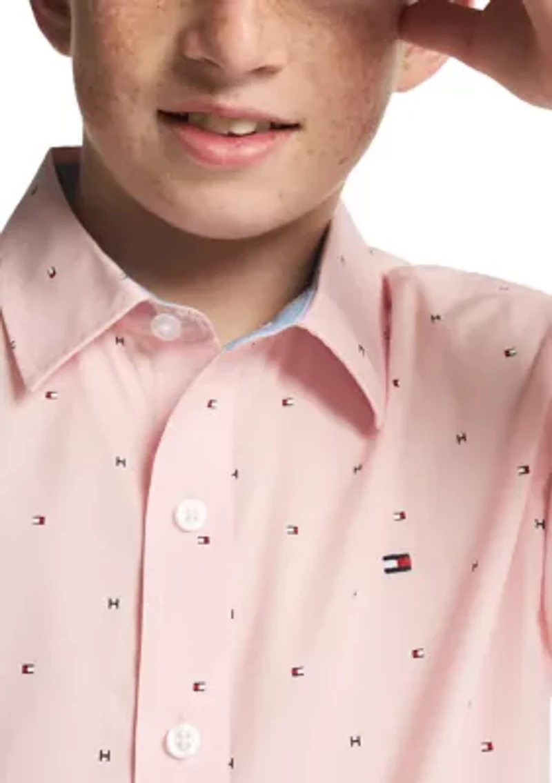 Boys 8-20 Flag Short Sleeve Woven Shirt