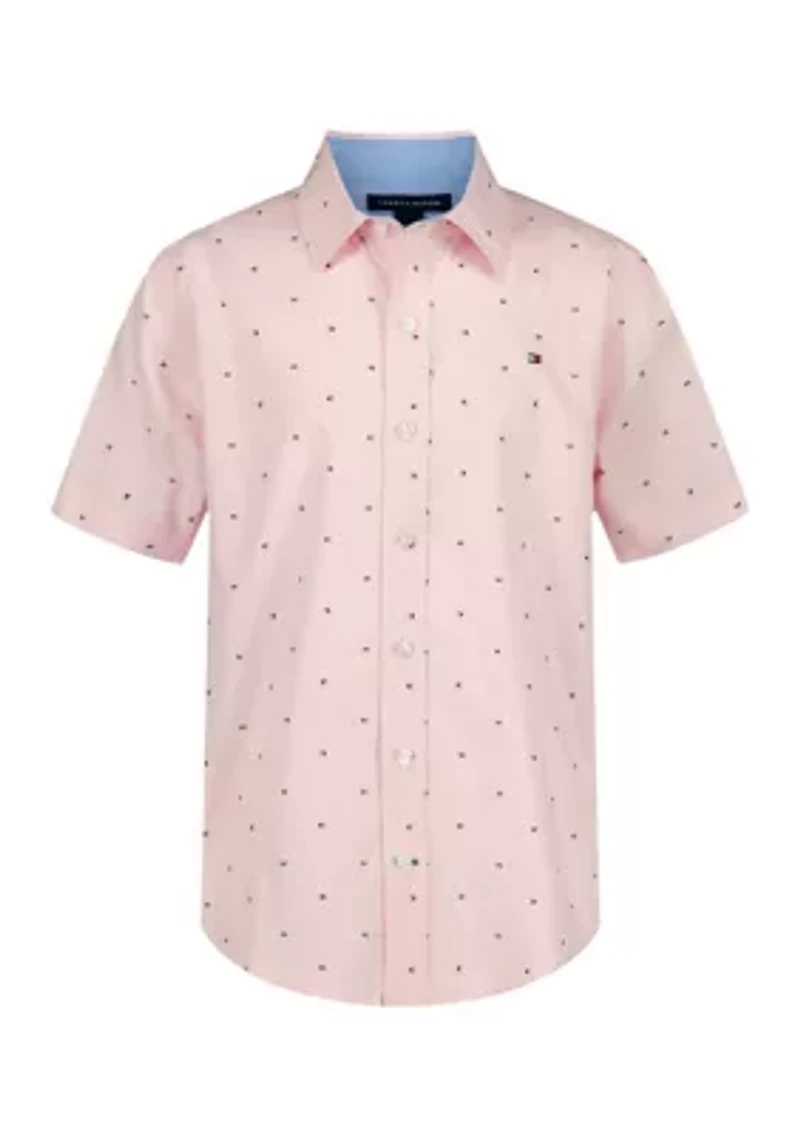 Boys 8-20 Flag Short Sleeve Woven Shirt