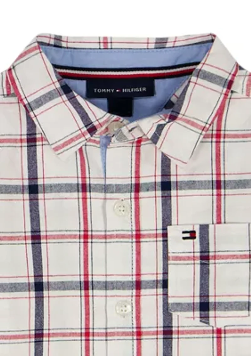 Toddler Boys Plaid Shirt and Shorts Set