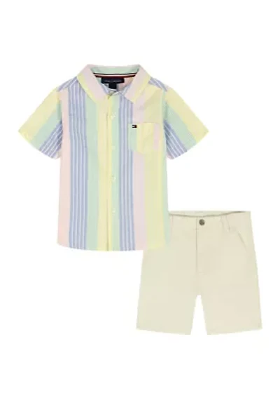 Toddler Boys Pastel Shirt and Shorts Set